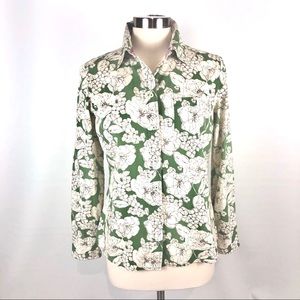 Boden green floral blouse 14